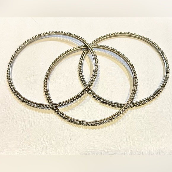 VINTAGE Dark Silver Set Of Three Bangle Bracelets - Picture 1 of 7